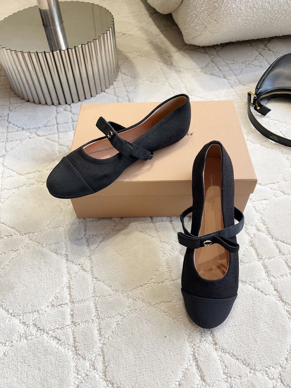 GR Mary Jane Flats Black Lambskin & Fabric 851887