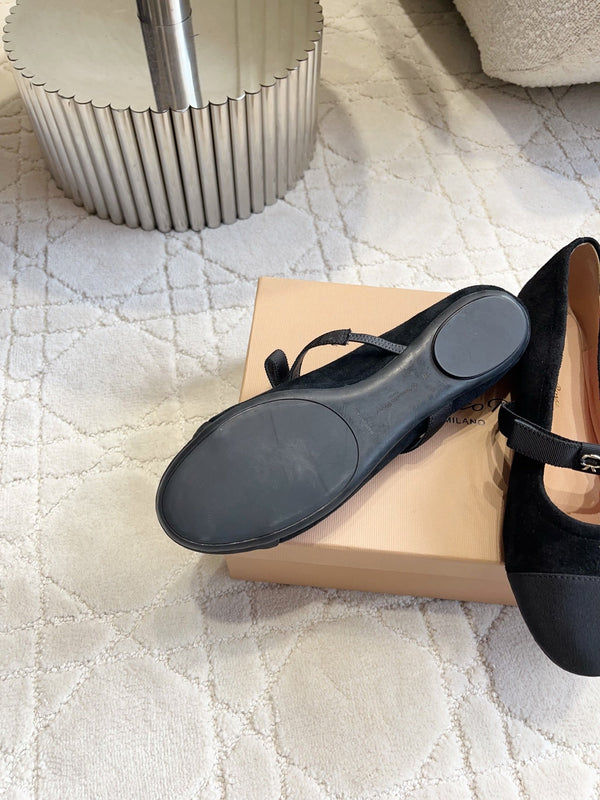 GR Mary Jane Flats Black Suede 851885