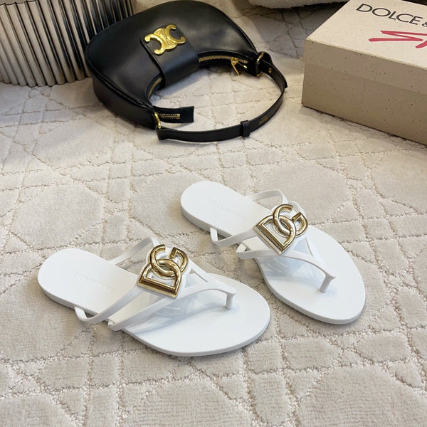 DG Logo Jelly Thong Sandals White Rubber 851868
