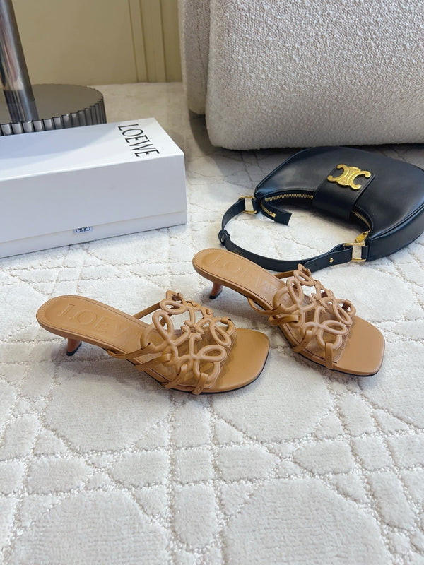 Loew Woven Square-Toe Sandals 3.5cm Brown Lambskin 851672
