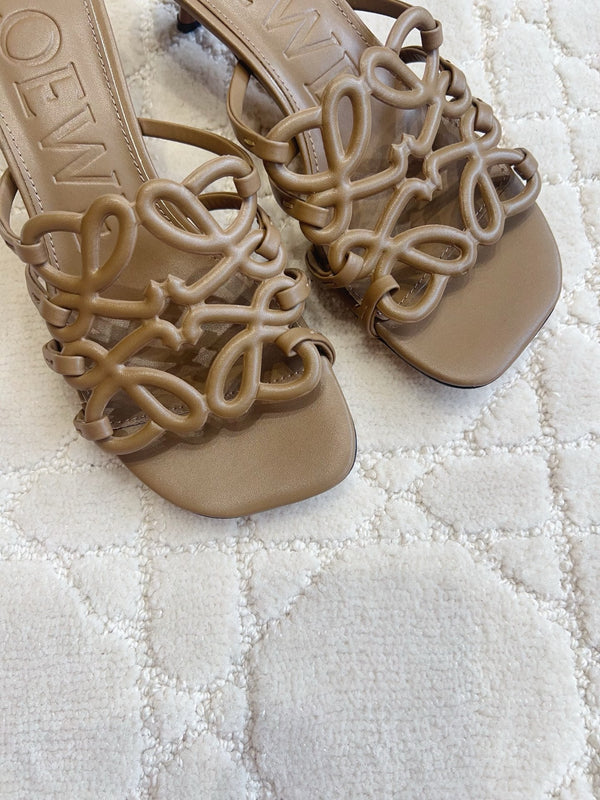 Loew Woven Square-Toe Sandals 3.5cm Dark Brown Lambskin 851671