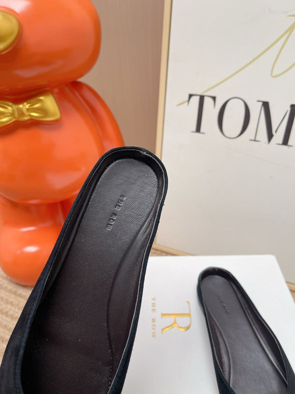TR June Square Toe Mules Black Suede 856177