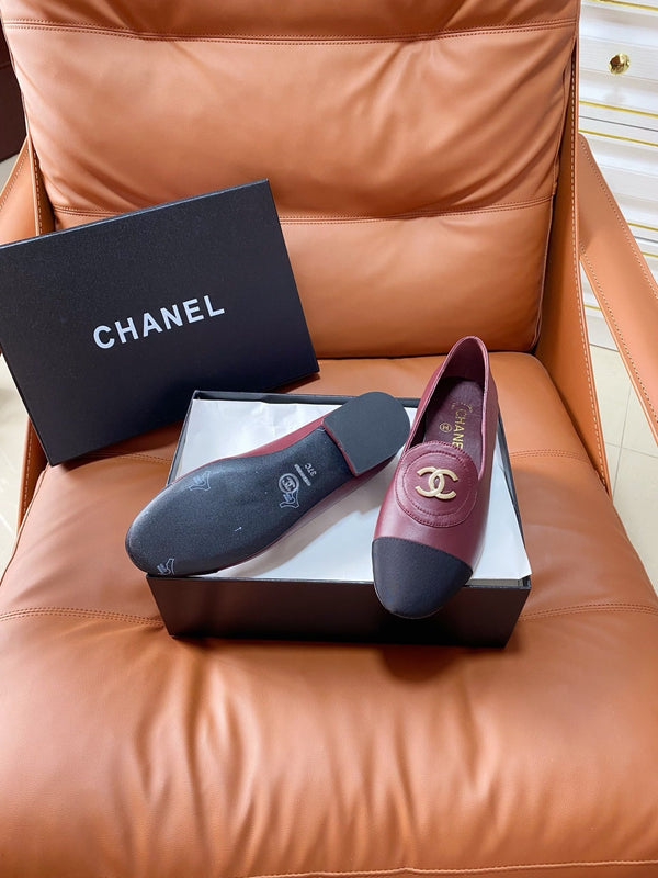 CC 26P Double C Loafers Burgundy Black Lambskin & Grosgrain 857973