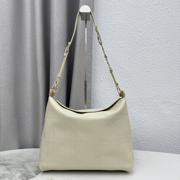CD Diorly Shoulder Bag 31.5cm Cream Cowhide Leather 158560
