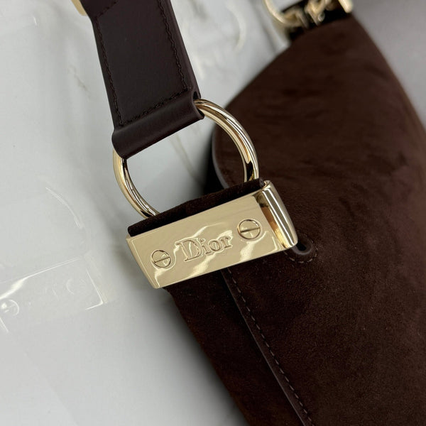 CD Diorly Shoulder Bag 31.5cm Coffe Suede Leather 158568