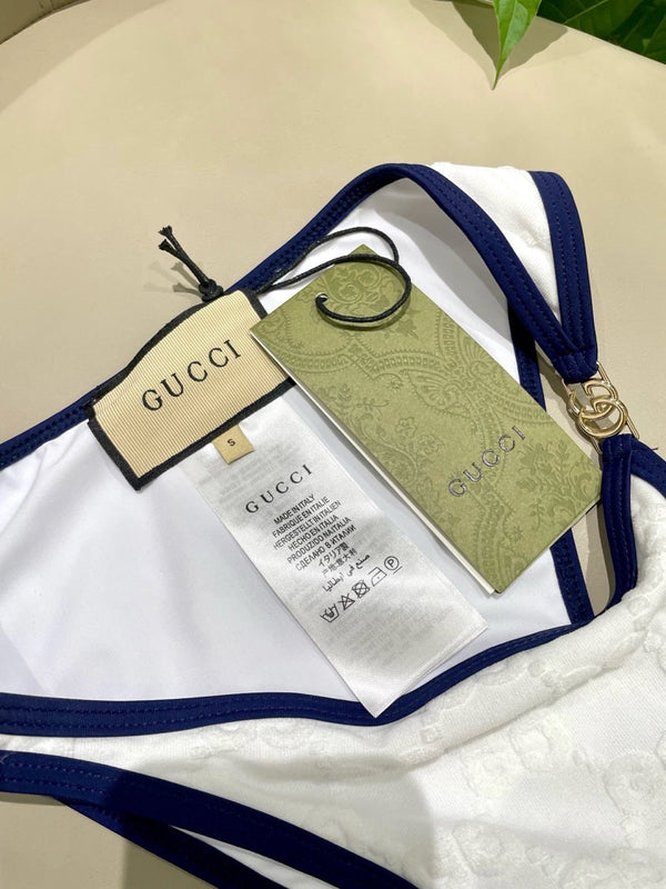 GG Jacquard Two-Piece Bikini Swimsuit White 330770