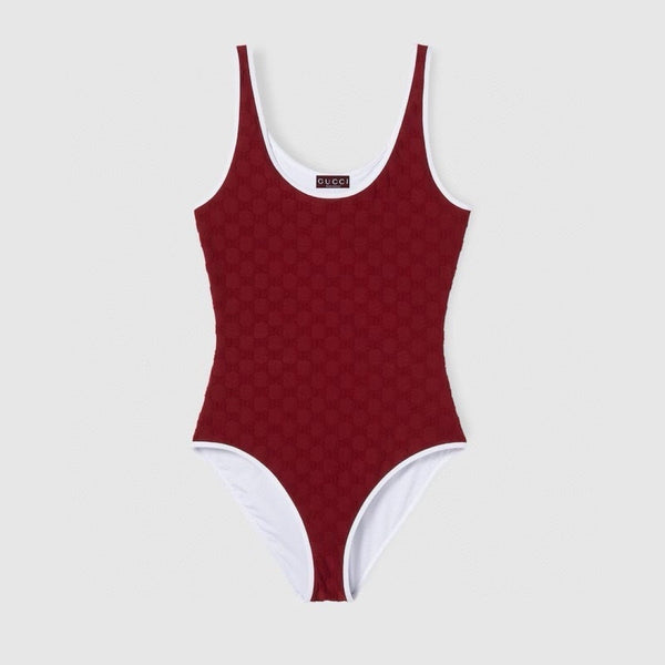 GG Jacquard One-Piece Swimsuit Red 330774