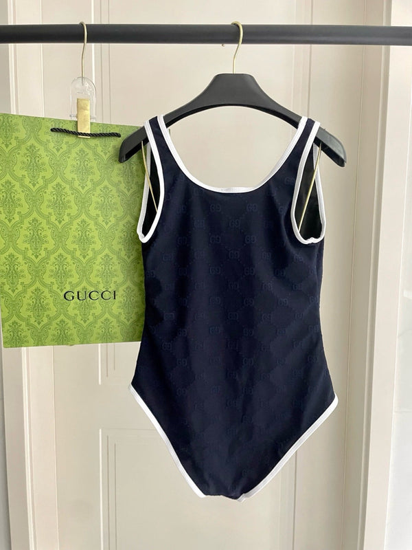 GG Jacquard One-Piece Swimsuit Navy 330773