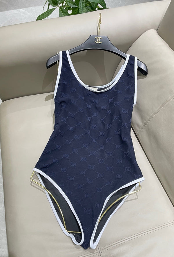 GG Jacquard One-Piece Swimsuit Navy 330773