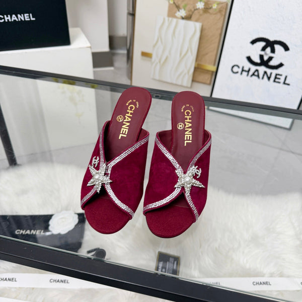 CC Star Brooch Mules Burgundy Cashmere Leather 872821