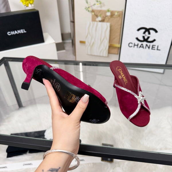 CC Star Brooch Mules Burgundy Cashmere Leather 872821