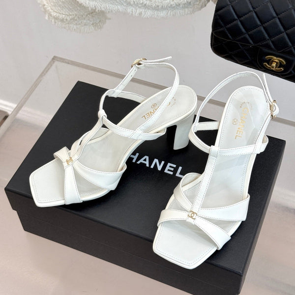 CC 26A Strappy Stiletto Sandals White Leather 878669