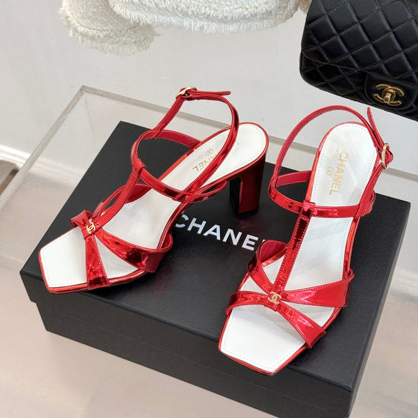 CC 26A Strappy Stiletto Sandals Red Patent Leather 878666