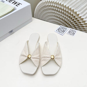 Loew Pebble Soft Slides White Lambskin Leather 881381