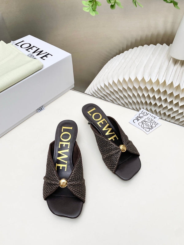 Loew Pebble Soft Sandals Chocolate Lambskin Leather 881363