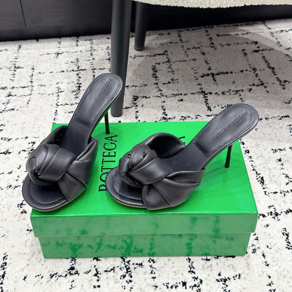 BV Knot Mule Sandals 9cm Black Lambskin Leather 880932