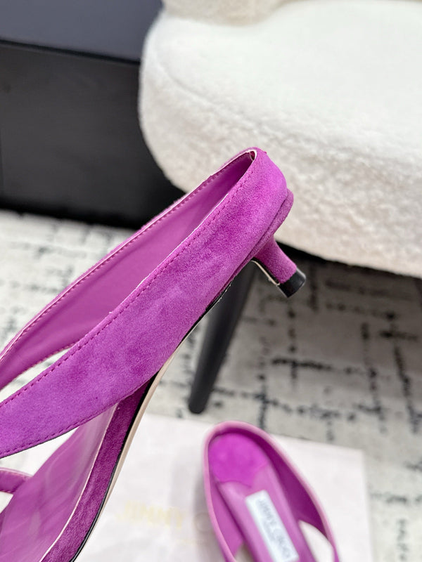 JC Emeri Stone Sandals 3cm Purple Suede Leather 880814
