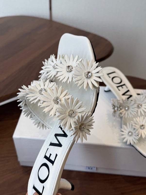 Loew Paula's Ibiza Petal Flower Sandals White Leather 889897