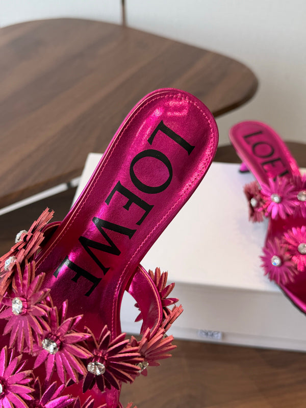 Loew Paula's Ibiza Petal Flower Sandals Pink Leather 889896