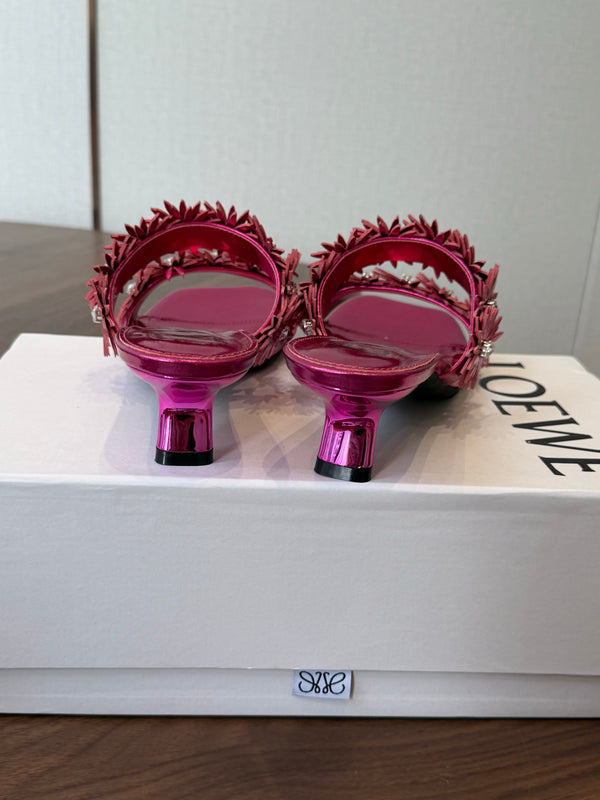 Loew Paula's Ibiza Petal Flower Sandals Pink Leather 889896
