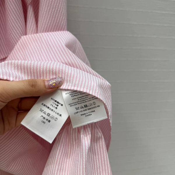 CD Dioriviera D-Stripes Ruffled Dress Pink White Polyester 401921