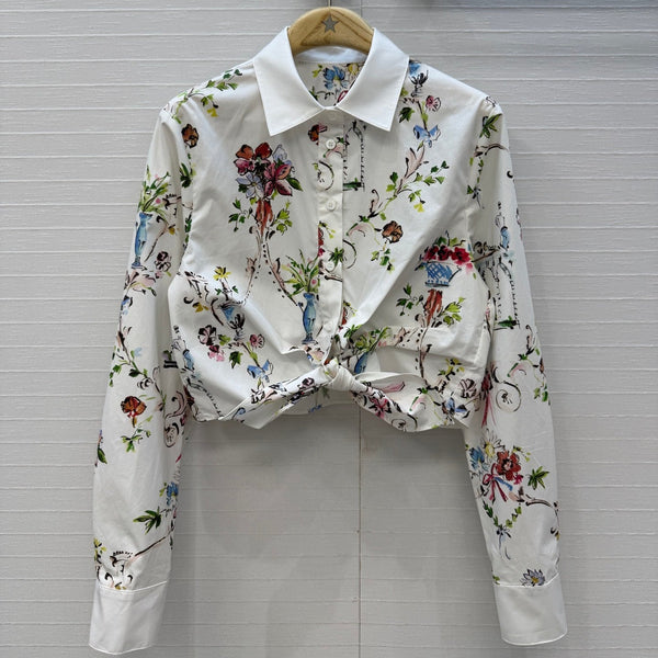 CD Dioriviera Arabesque Tie Blouse White Cotton 401995