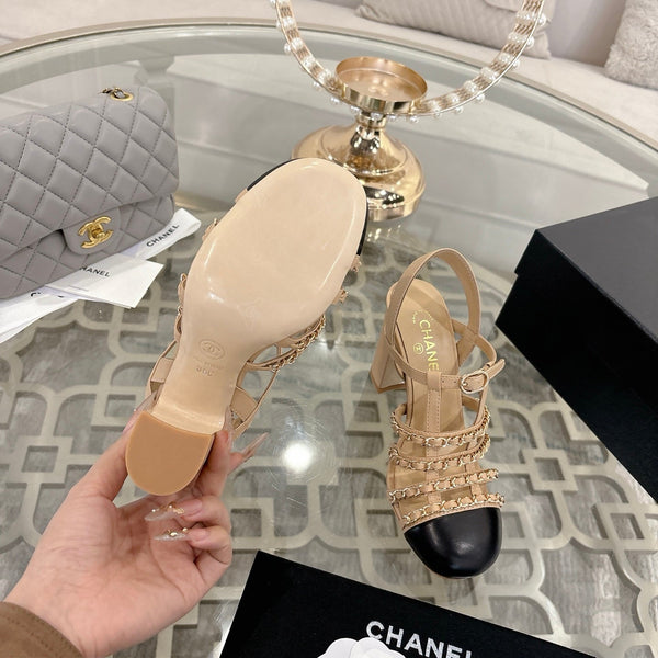 CC Cruise 2025/26 Slingback Sandals Beige Black Leather 890725
