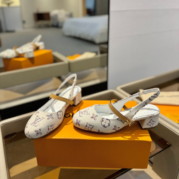 LV Romy Slingback Pumps White Multicolore Monogram Canvas 893590