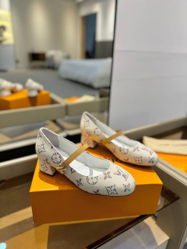 LV Romy Mary Jane Pumps White Multicolore Monogram Canvas 893587