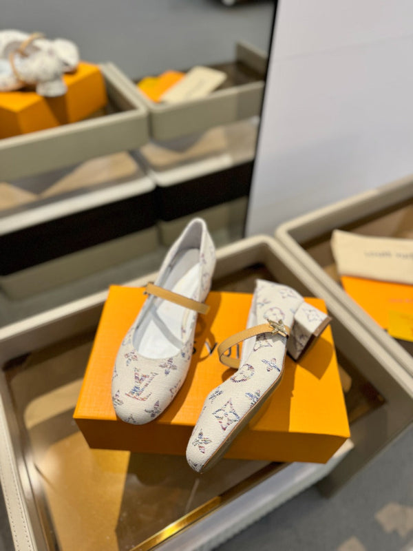 LV Romy Mary Jane Pumps White Multicolore Monogram Canvas 893587