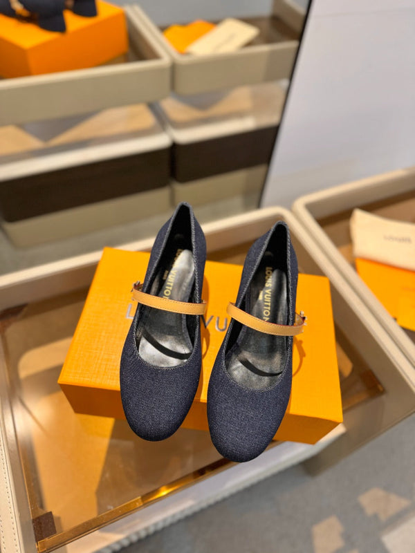 LV Romy Mary Jane Pumps Blue Denim 893585