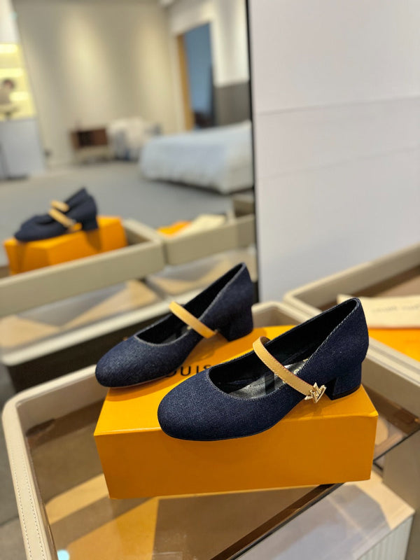 LV Romy Mary Jane Pumps Blue Denim 893585