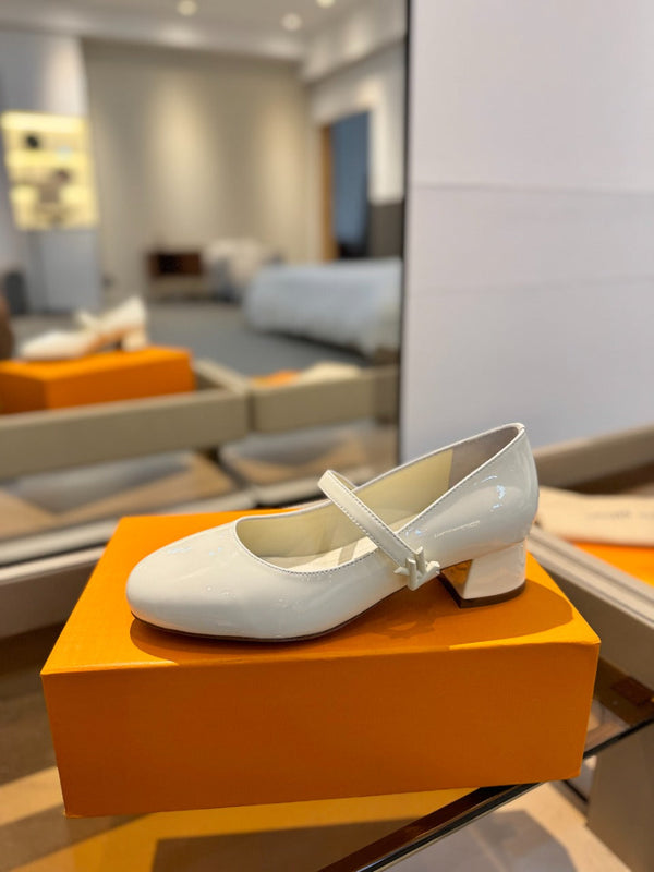 LV Romy Mary Jane Pumps White Patent Leather 893582