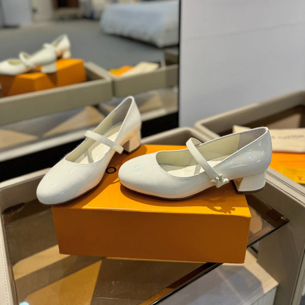 LV Romy Mary Jane Pumps White Patent Leather 893582
