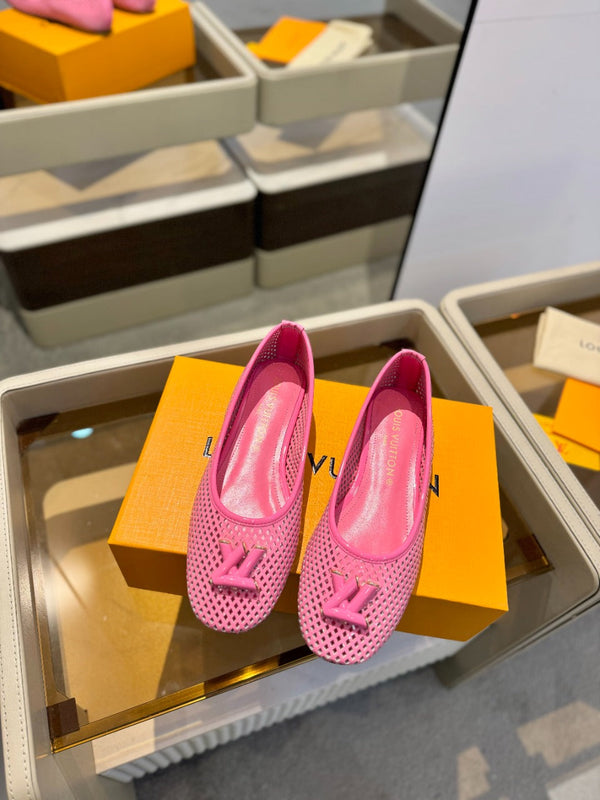 LV Shake Perforated Ballet Flats Pink Calfskin 893574