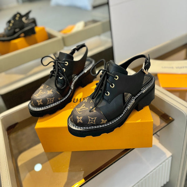 LV Platform Sandal Derbies Black Monogram Calfskin 893571