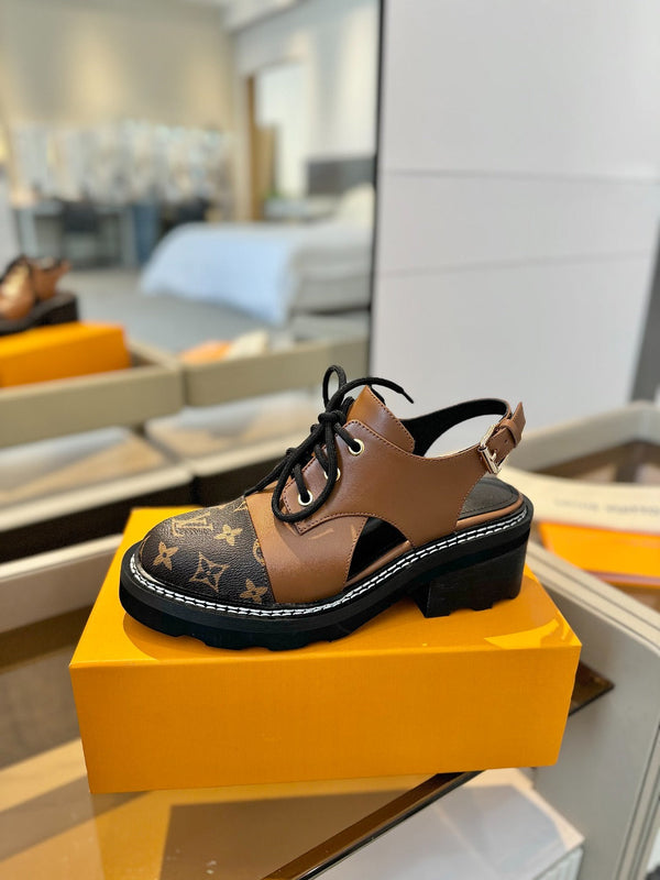 LV Platform Sandal Derbies Brown Monogram Calfskin 893570