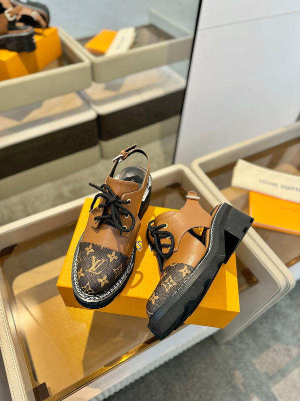 LV Platform Sandal Derbies Brown Monogram Calfskin 893570