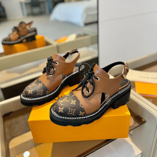 LV Platform Sandal Derbies Brown Monogram Calfskin 893570