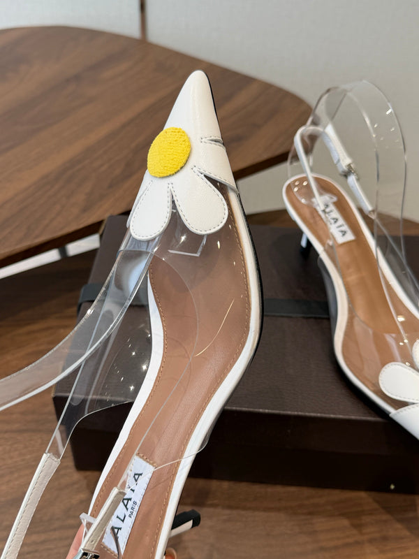 Alaia Daisy Slingback Pumps 55mm Cowhide Clear PVC 889950