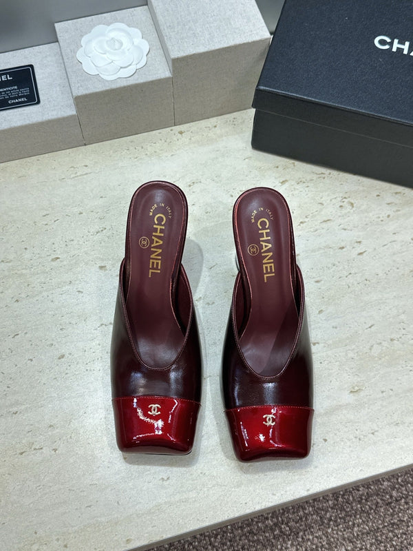 CC Cap Toe Mules 90mm Burgundy Patent Leather  896856