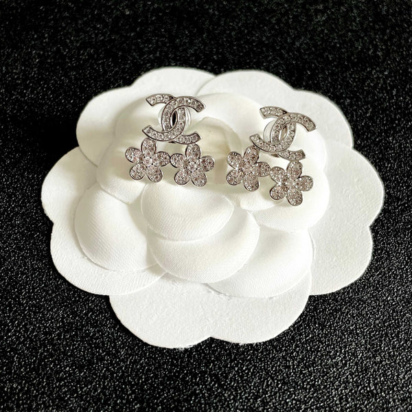 CC Flower Drop Earrings Crystal 659640