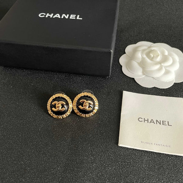 CC Round Stud Earrings Enamel 65965