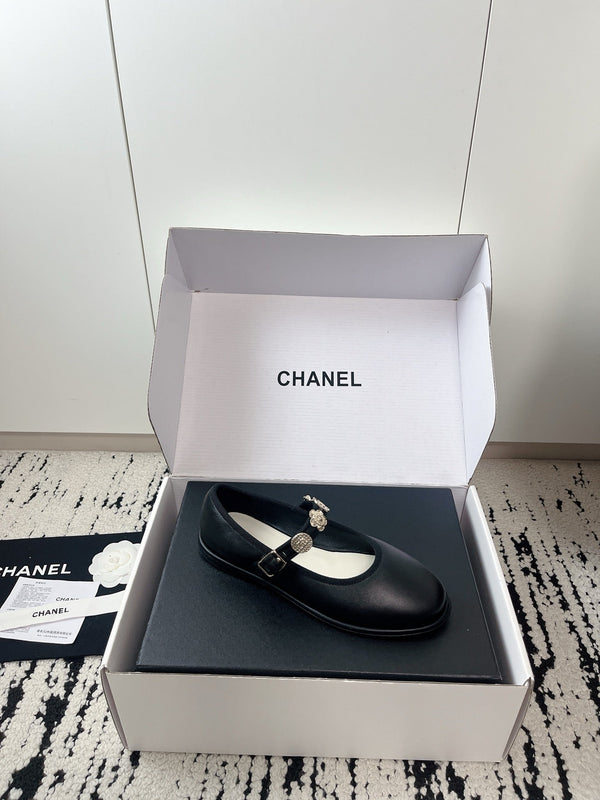CC 26A Charm Mary Jane Ballet Flats Black Leather 900753
