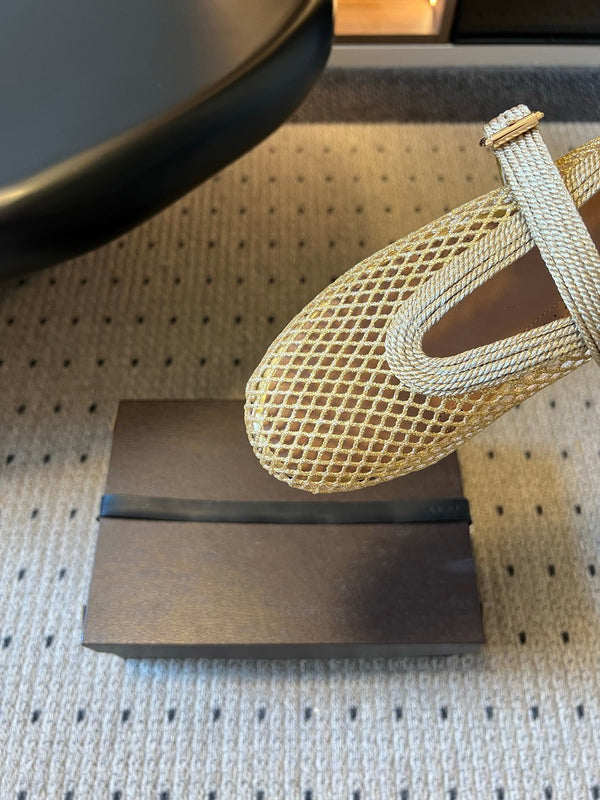 Alaia 26ss Fishnet Ballet Flats Mesh
