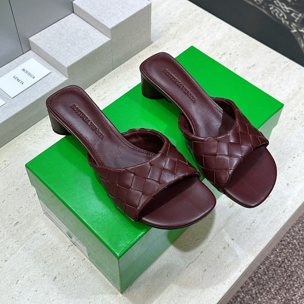 BV 26s Blink Intrecciato Mules 4.5cm Burgundy Leather 896577