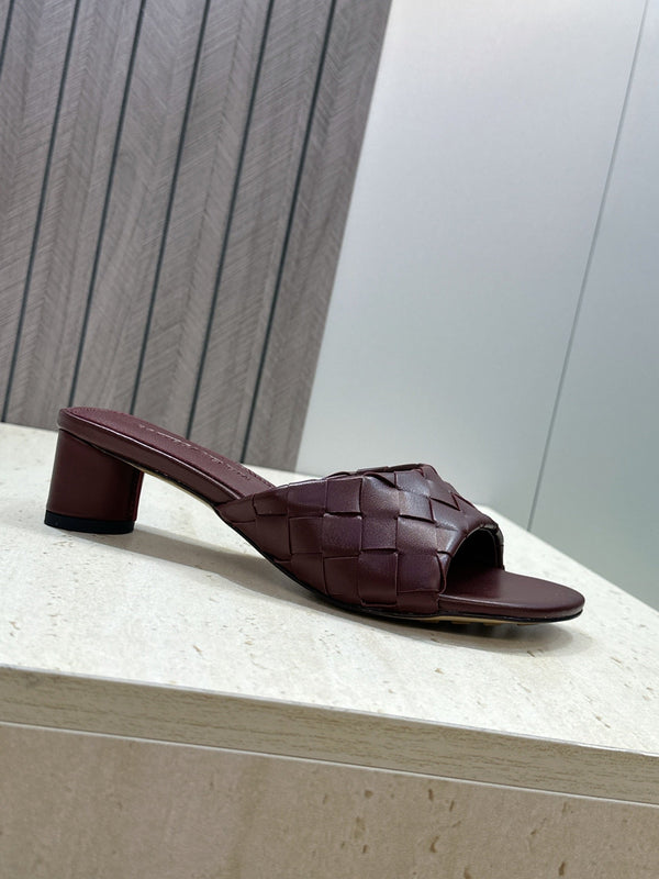 BV 26s Blink Intrecciato Mules 4.5cm Burgundy Leather 896577