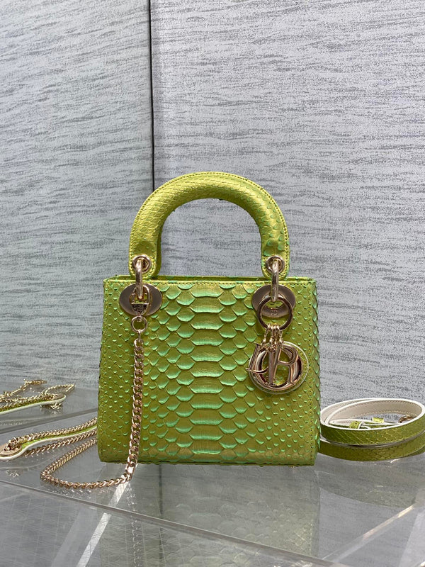 CD Mini Lady Dior Bag 17cm Green Snakeskin Leather GHW 159994