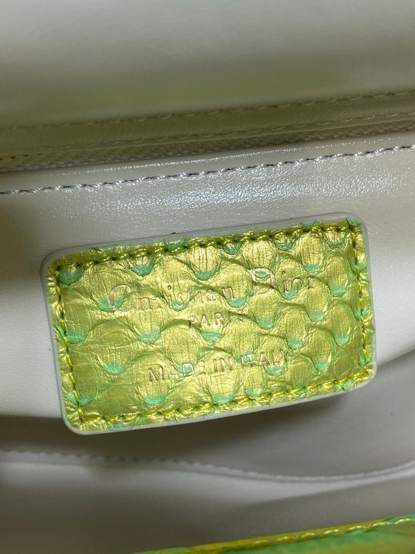 CD Mini Lady Dior Bag 17cm Green Snakeskin Leather GHW 159994