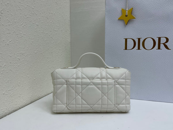CD My Tender Top Handle Mini Bag 21cm White Macrocannage Leather 159475